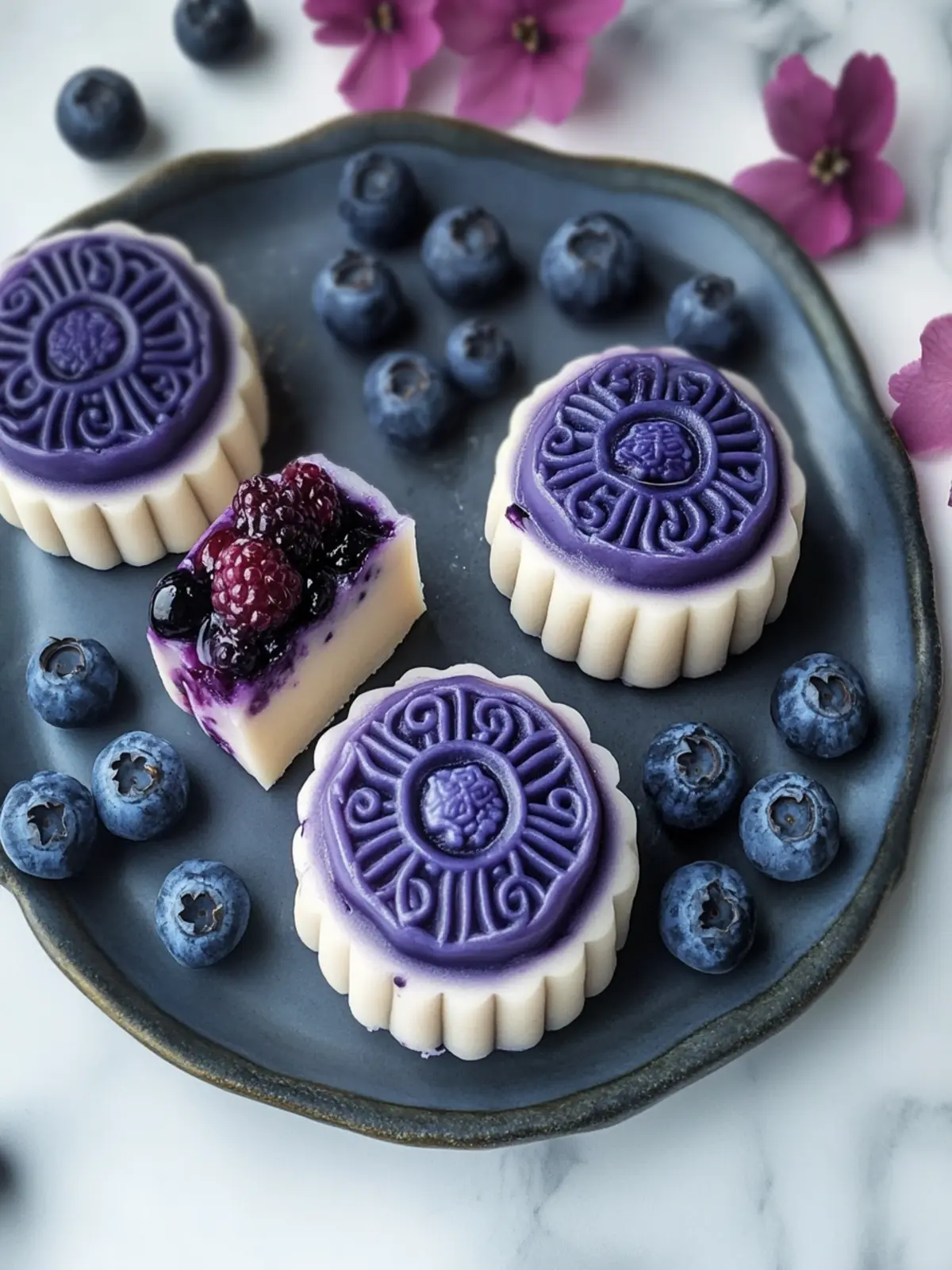 Mouthwatering Snow Skin Blueberry Cheesecake Mooncakes Recipe 2 Snow Skin Blueberry Cheesecake Mooncakes Recipe