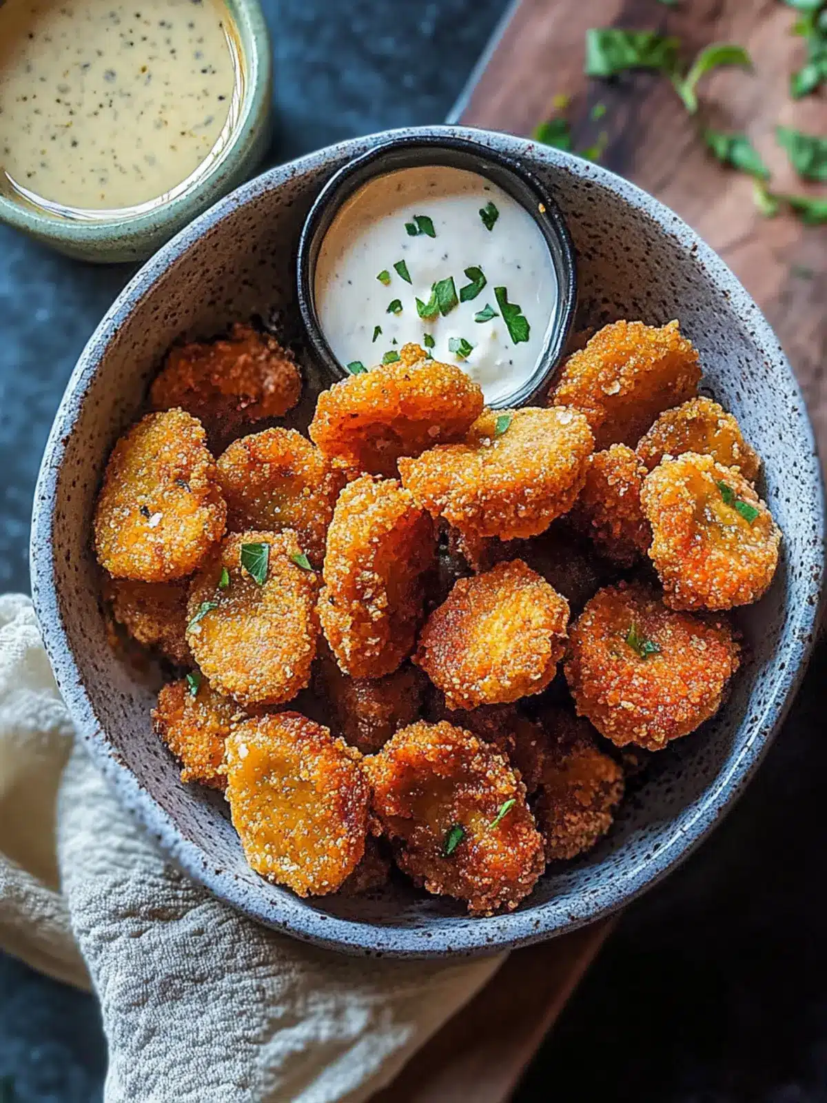 Crispy Fried King Oyster Mushroom Bites Vegan Snack Delight 4 Fried King Oyster Mushroom Bites (Vegan)