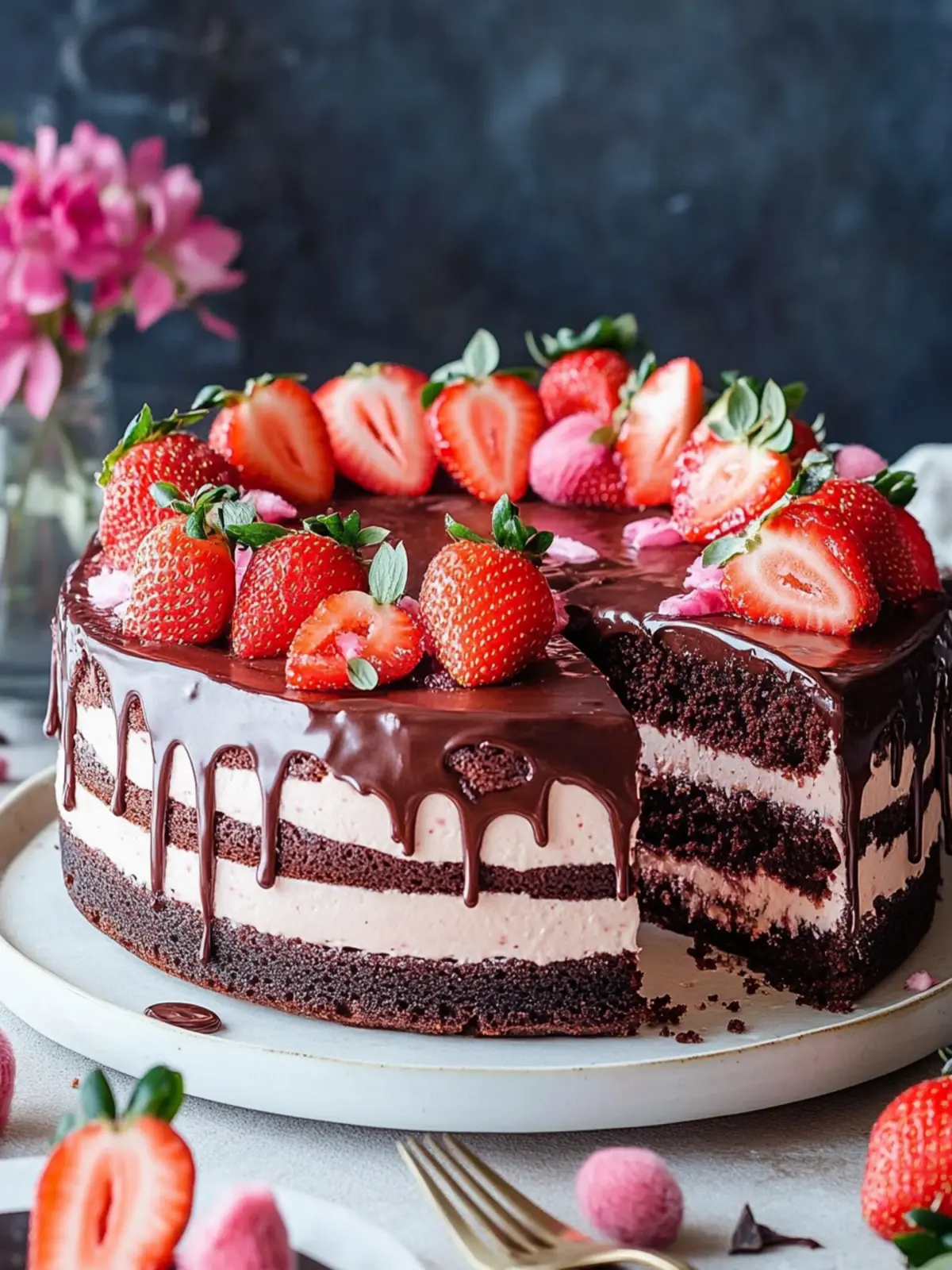 Strawberry Chocolate Yogurt Cake for Mother's Day Bliss 3 Strawberry chocolate yogurt cake for Mother's Day