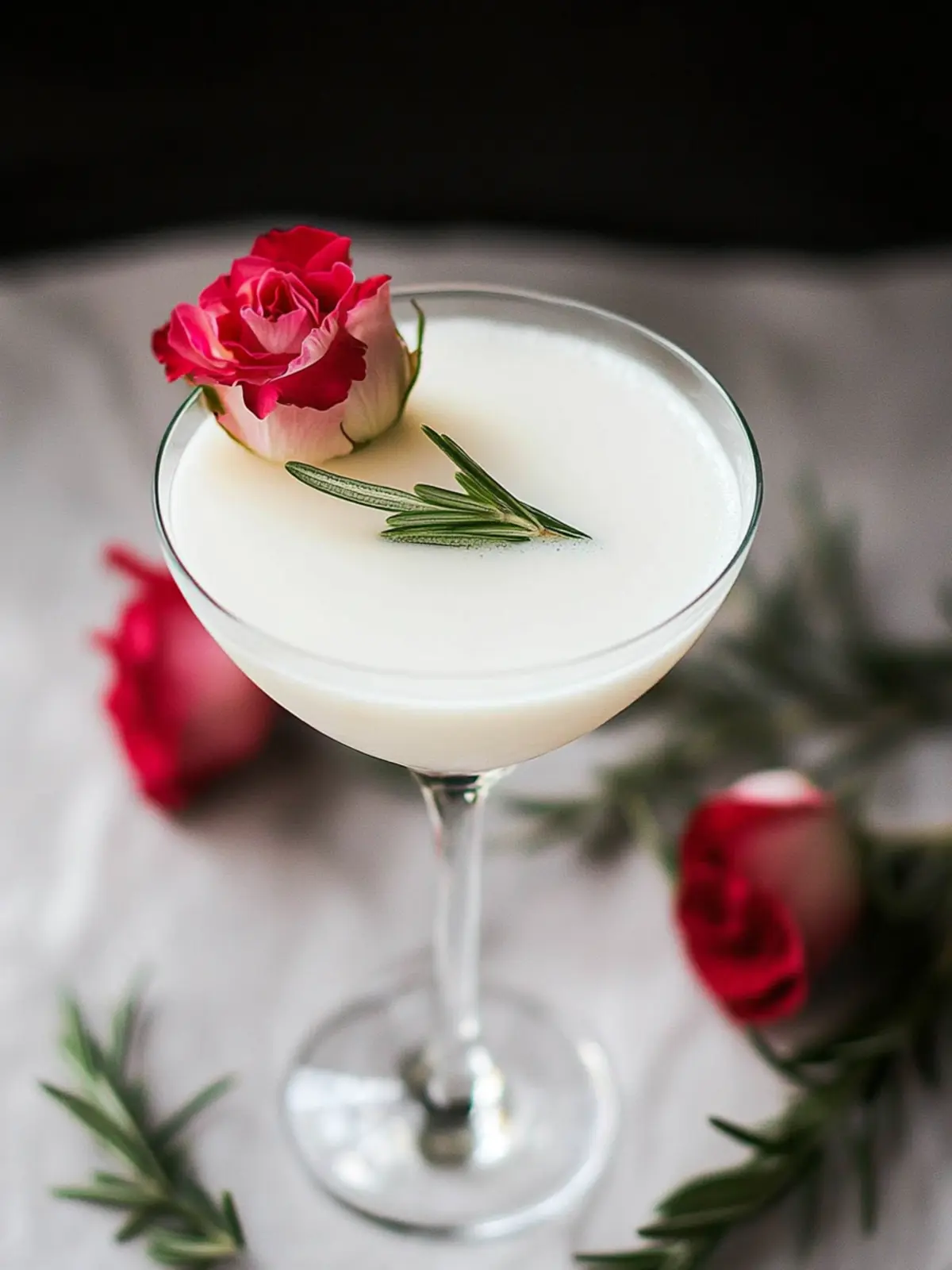 Delightful White Rosemary Rose Coconut Cocktail for Valentine s Day 3 White Rosemary Rose Coconut Cocktail- Valentine s Day cocktails