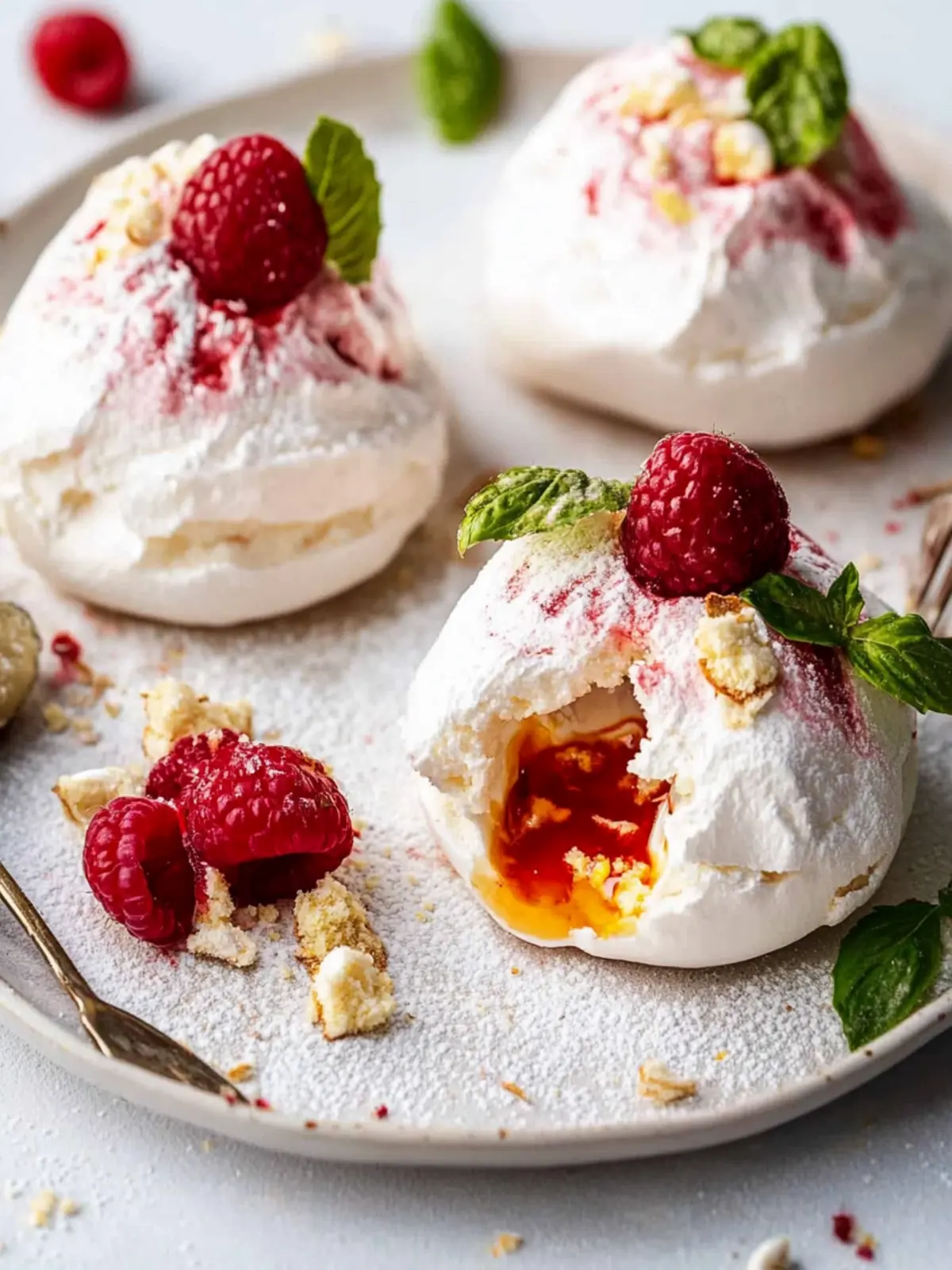 Heavenly Pavlova Bombs with Tangy Raspberry Filling 4 Pavlova Bombs