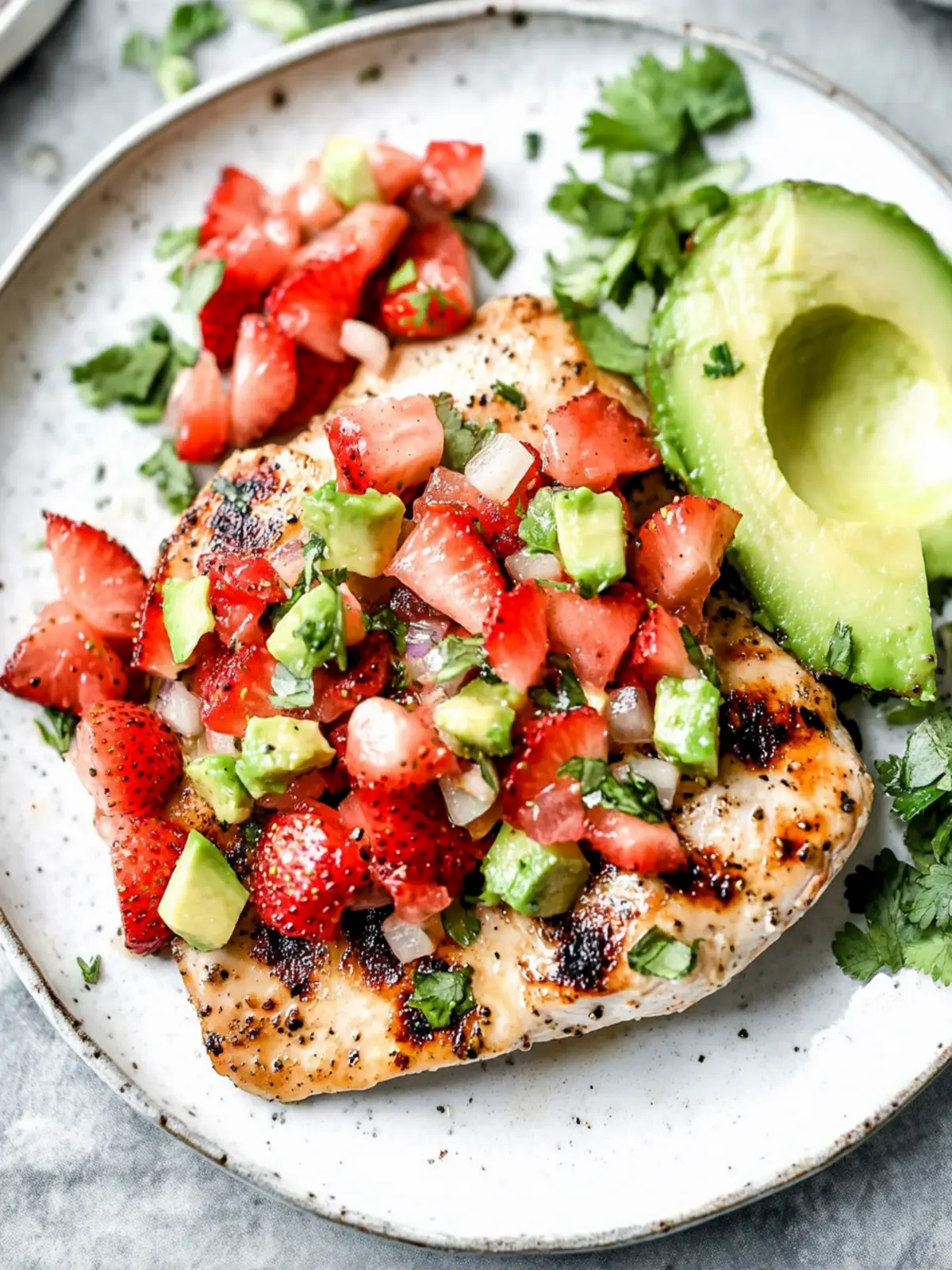 Grilled Chicken Breast with Strawberry Avocado Salsa Delight 2 Grilled Chicken Breast with Strawberry Avocado Salsa