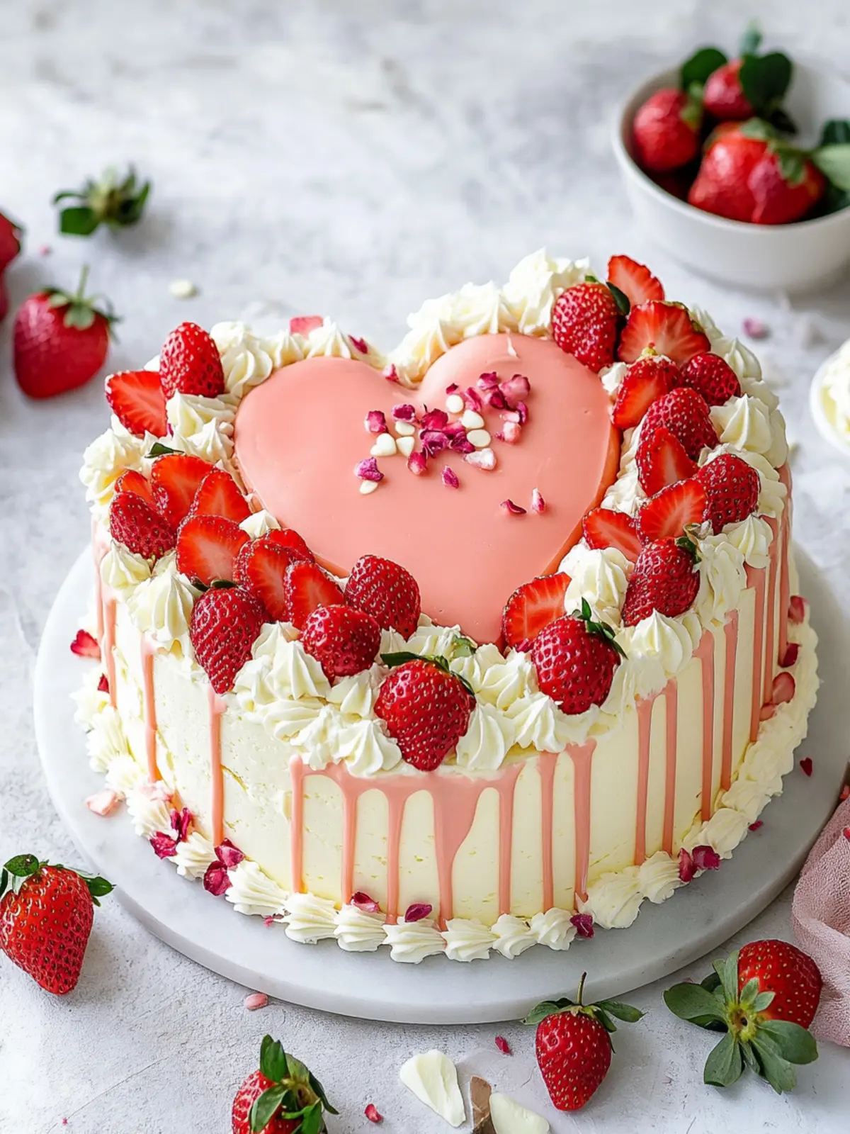 Heart-Shaped Cake with Strawberries and White Chocolate Bliss 3 Heart-shaped cake with strawberries and white chocolate for Mother's Day