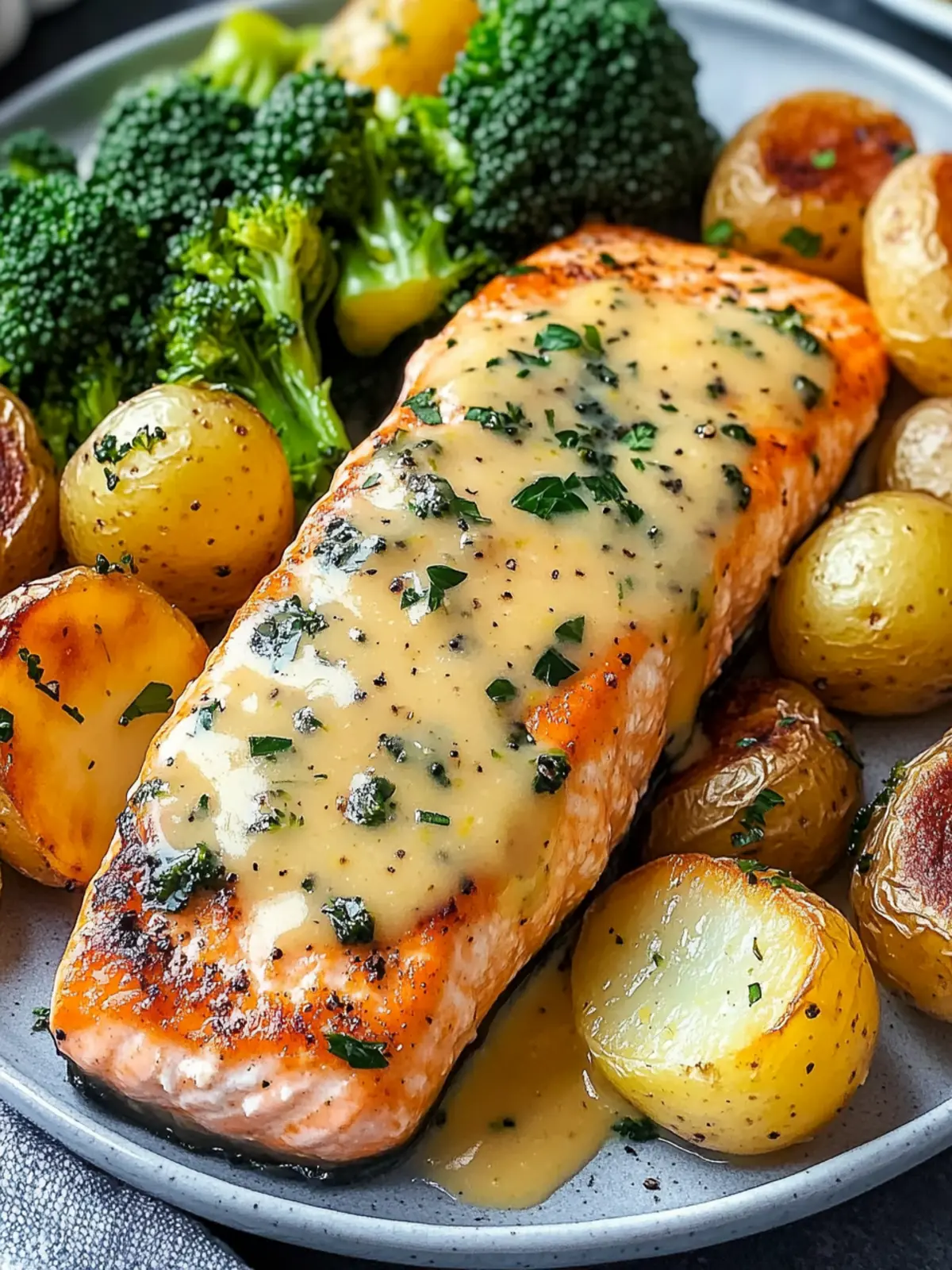 Lemon Butter Salmon with Crispy Potatoes and Broccoli Bliss 4 Lemon Butter Salmon with Crispy Potatoes and Broccoli Recipe
