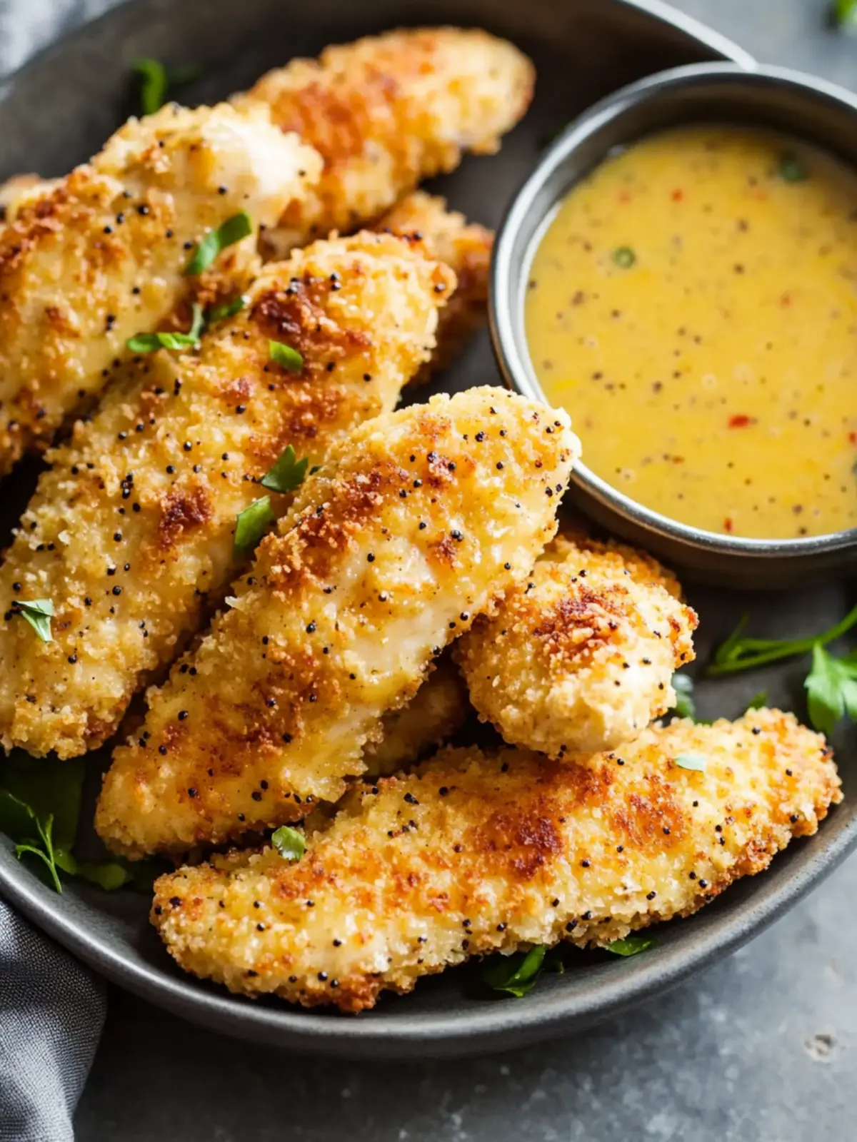 Crispy Baked Chicken Tenders with Honey Mustard Magic 4 Baked Chicken Tenders with Honey Mustard Sauce