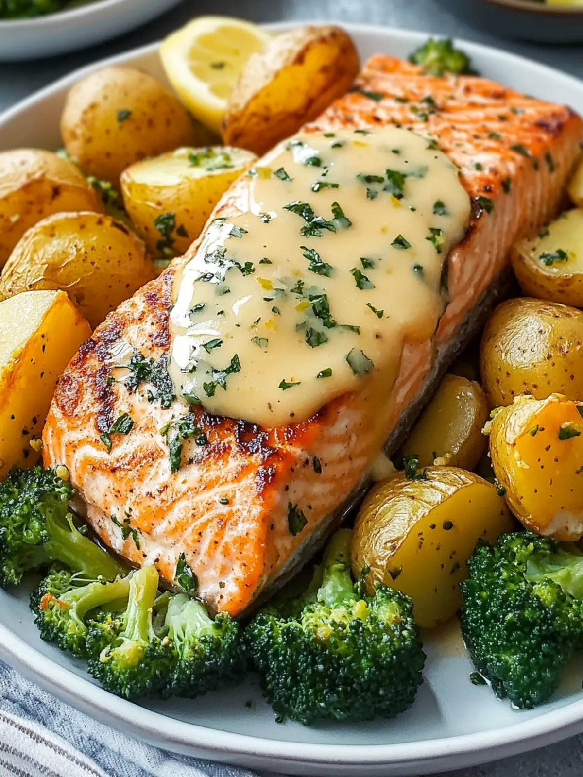 Lemon Butter Salmon with Crispy Potatoes and Broccoli Bliss 2 Lemon Butter Salmon with Crispy Potatoes and Broccoli Recipe