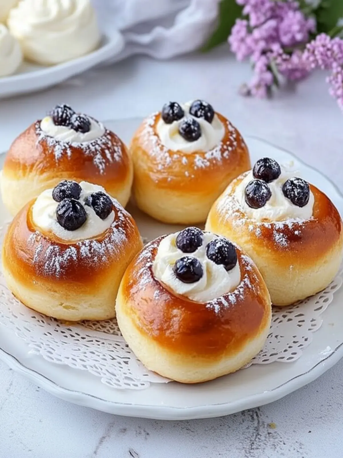 Danish Carnival Buns with Vanilla Cheesecake Delight Awaits! 4 Danish Carnival Buns with Vanilla Cheesecake Delight!