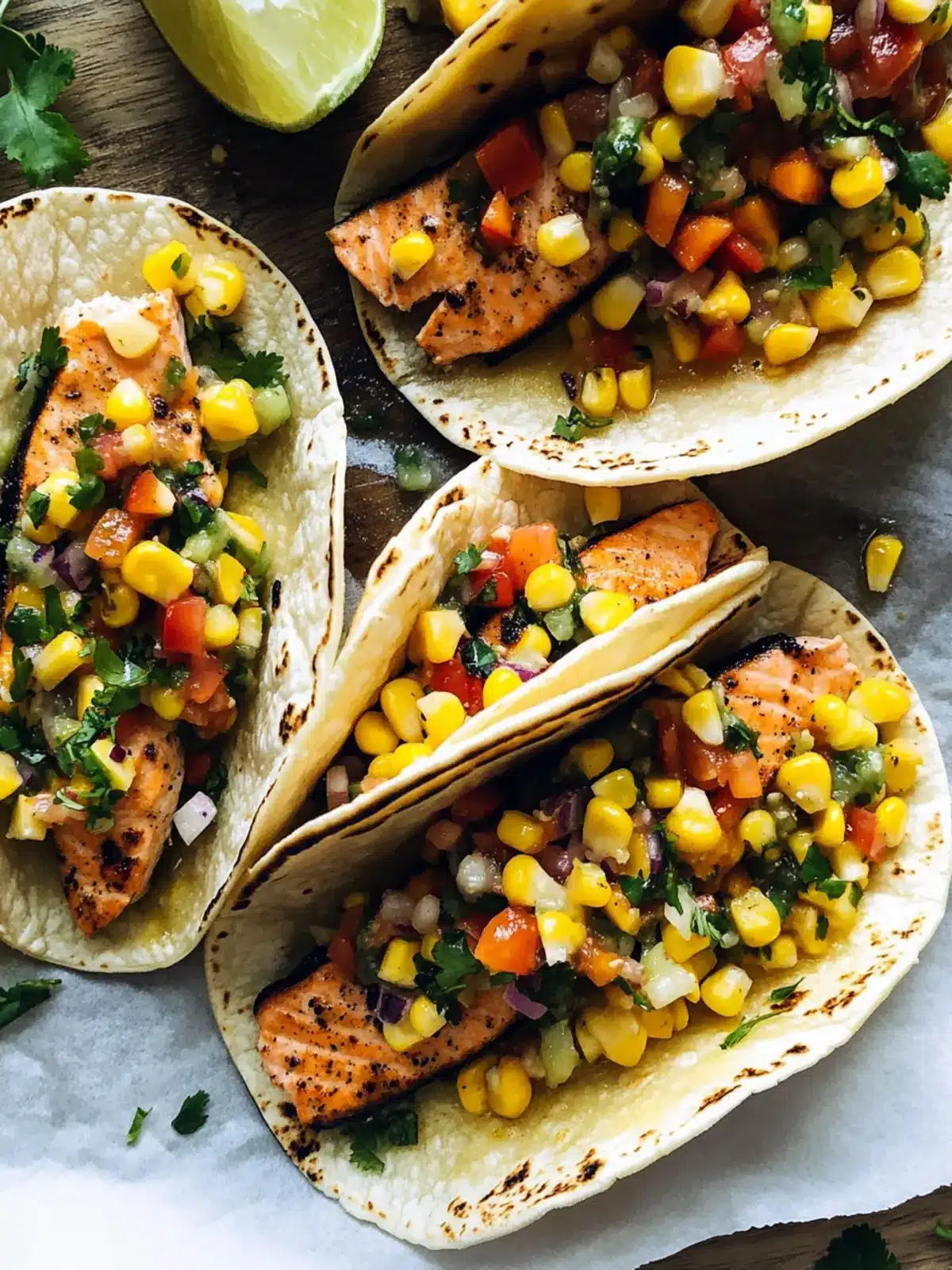 Savory Salmon Tacos with Mango Corn Salsa for Quick Dinners 2 Salmon Tacos with Mango Corn Salsa