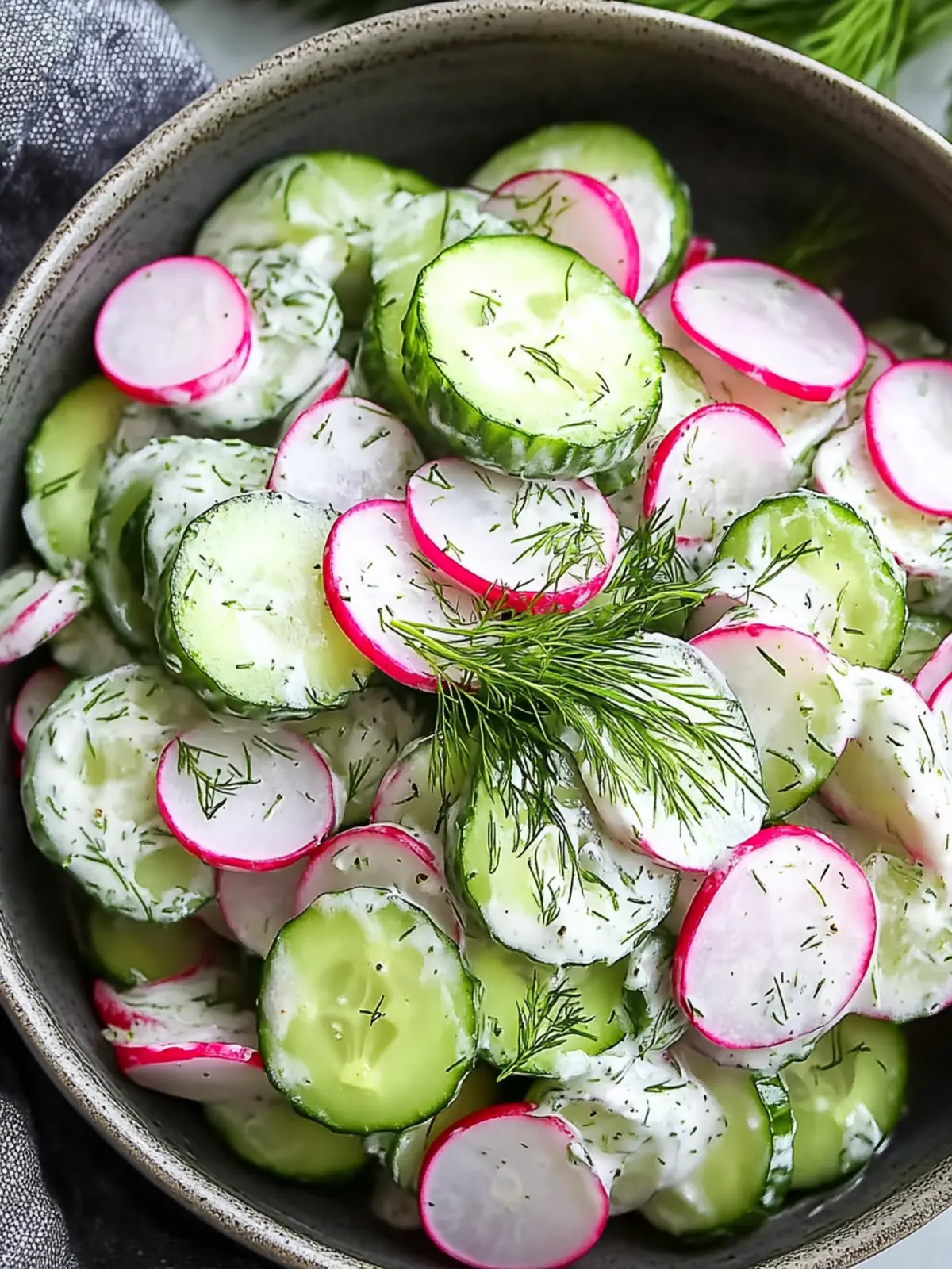 Crisp Crunchy Cucumber Radish Salad with Creamy Dill Dressing 2 Crunchy Cucumber Radish Salad with Creamy Dill Dressing