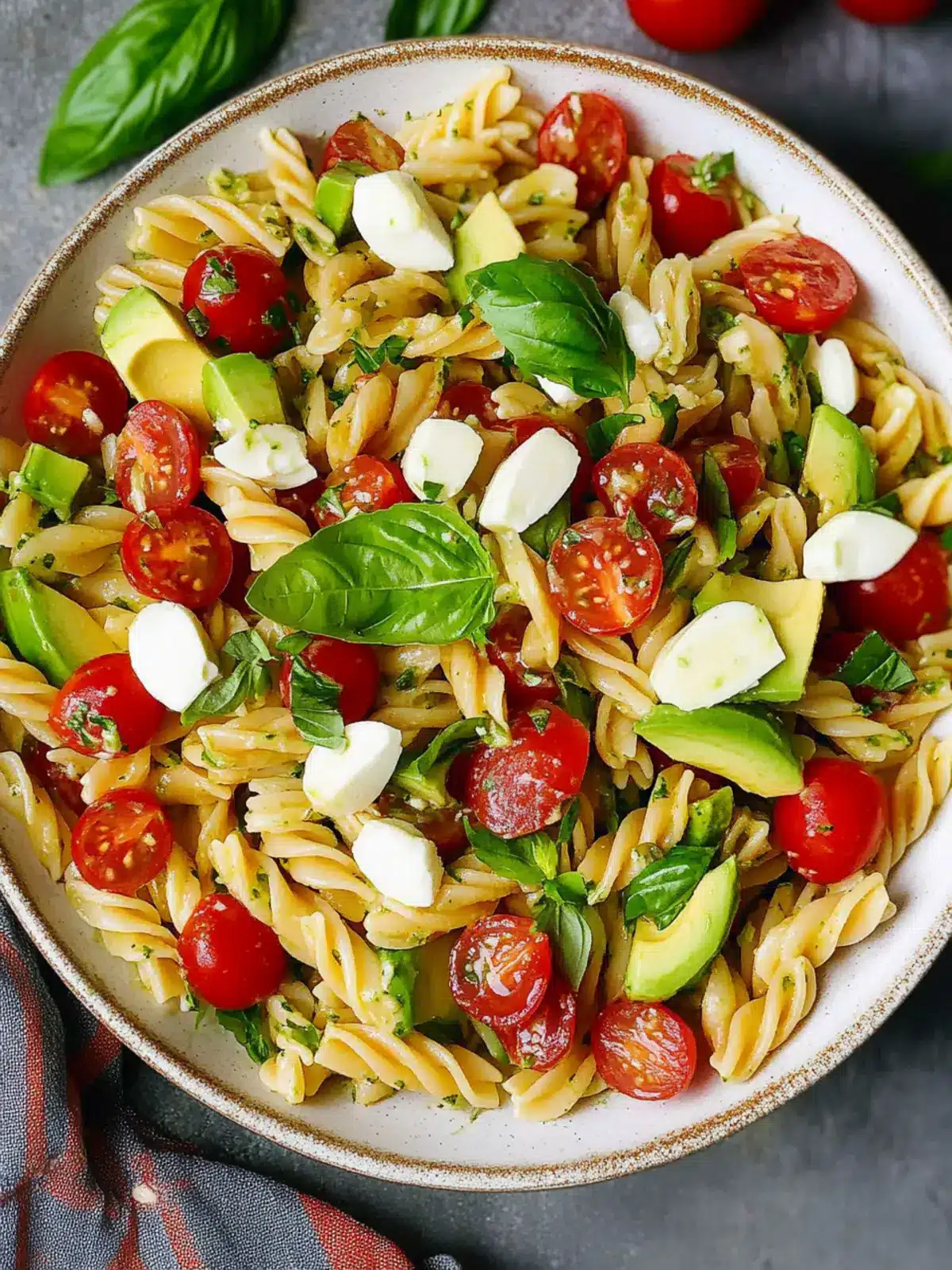 Caprese Pasta Salad with Avocado: A Fresh Summer Bliss 2 Caprese Pasta Salad (with Avocado)