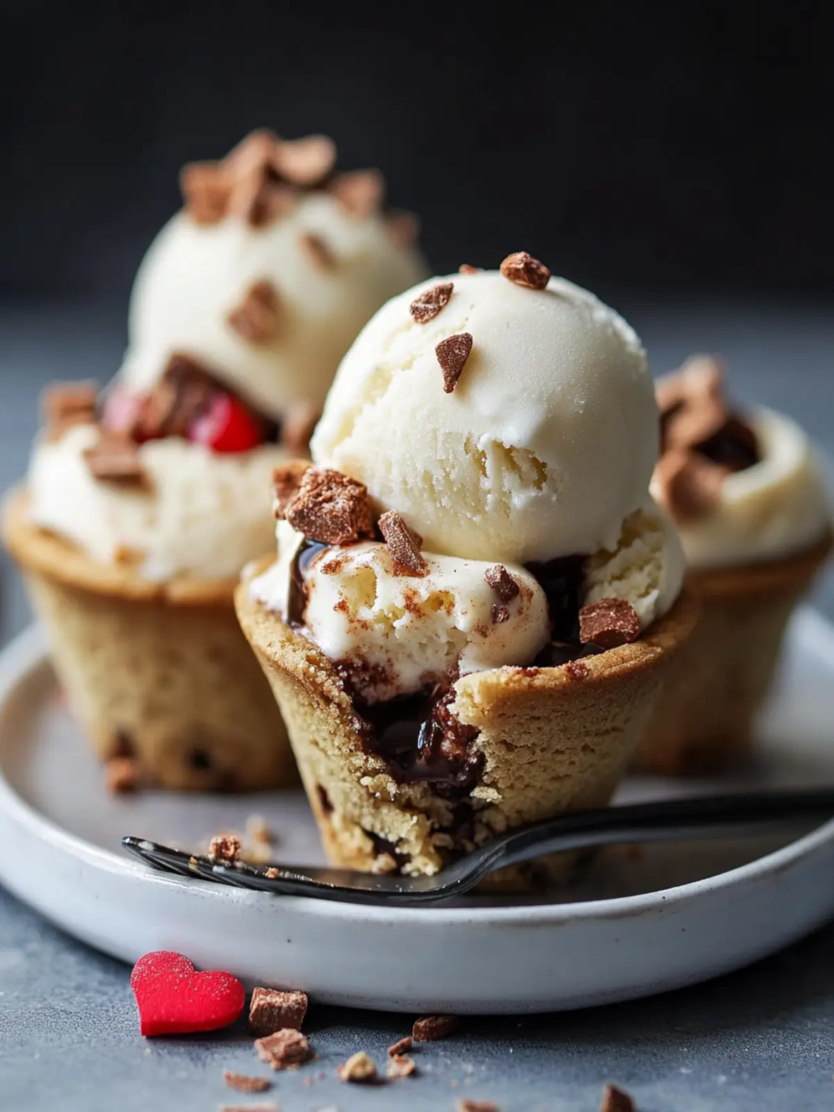 Indulge in Cookie Dough Cups with Vanilla Ice Cream for Valentine s Day 4 Cookie dough cups with vanilla ice cream- Valentine s Day desserts