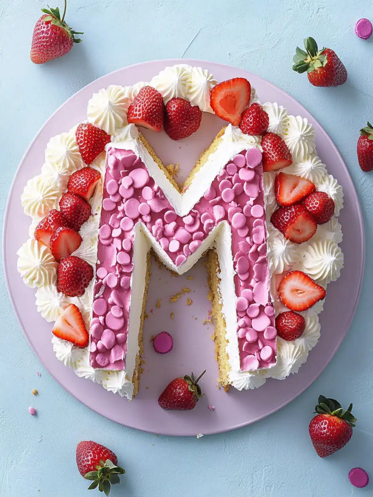 Delicious Letter Cake with Strawberries for Mother's Day Bliss 3 Letter cake with strawberries for Mother's Day