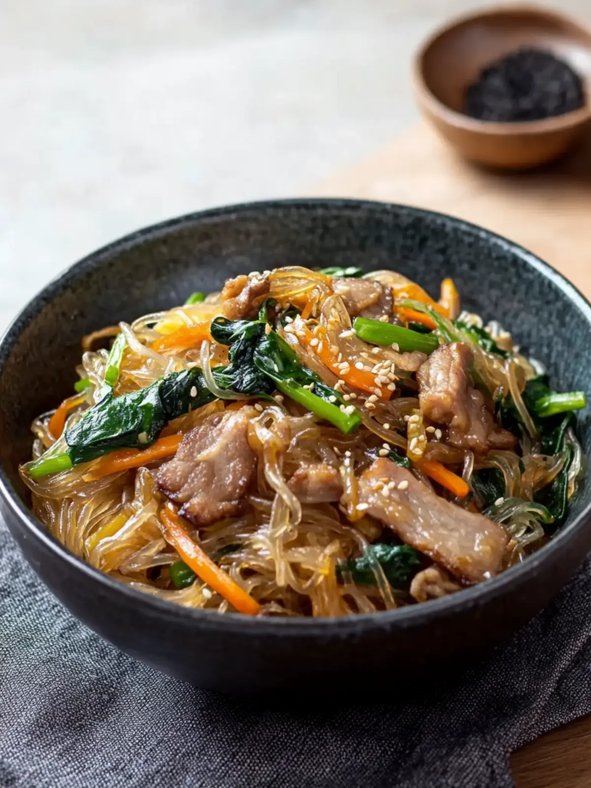 Delicious Japchae: Korean Glass Noodles for Lunar New Year Joy 3 Japchae (Korean Glass Noodles With Pork and Vegetables)-Lucky potluck recipes Lunar New Year
