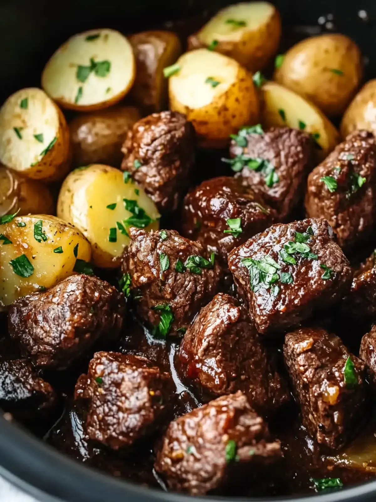Slow Cooker Garlic Butter Beef Bites with Potatoes Bliss 2 Slow Cooker Garlic Butter Beef Bites with Potatoes