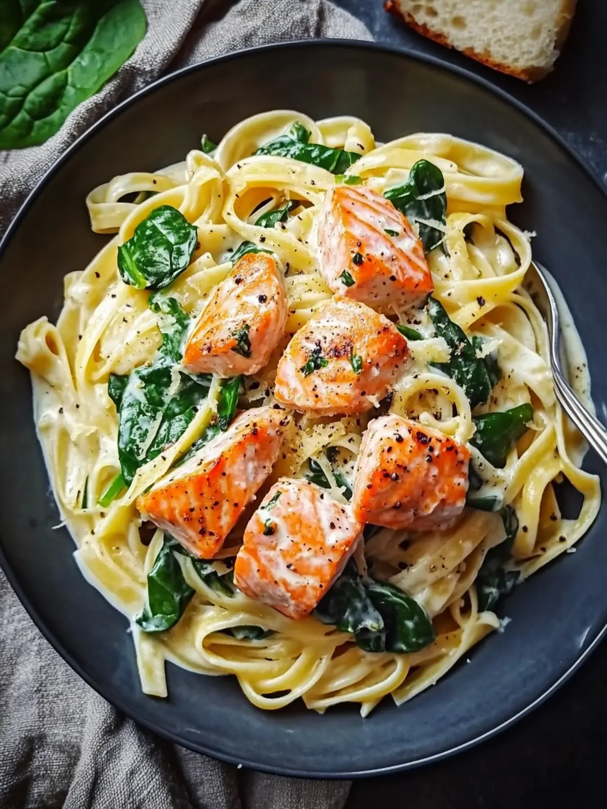 Creamy Spinach Salmon Pasta for a Cozy Mediterranean Feast 2 Creamy Spinach Salmon Pasta
