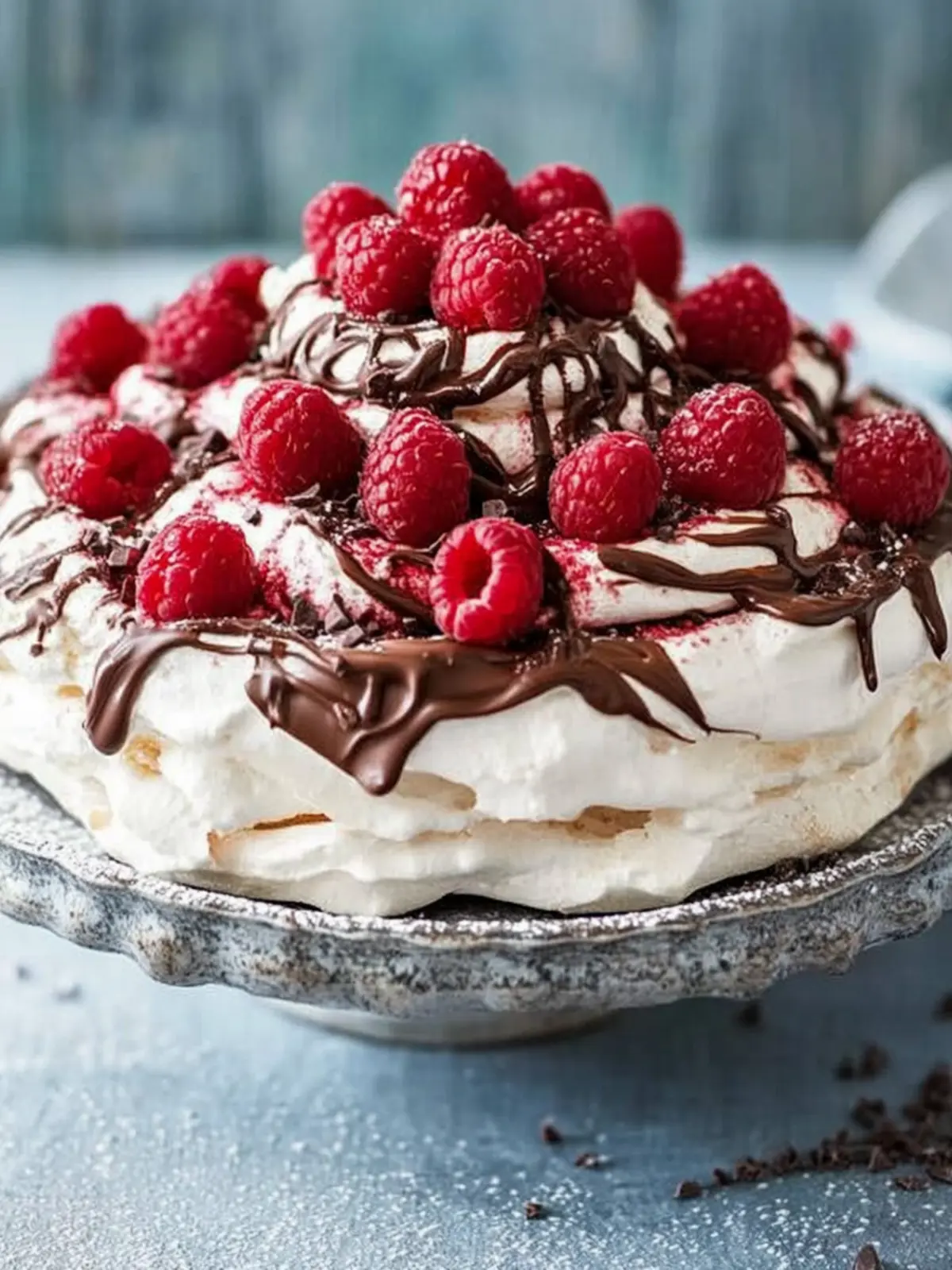 Raspberry and Chocolate Swirl Pavlova That's a Showstopper! 2 Raspberry and Chocolate Swirl Pavlova