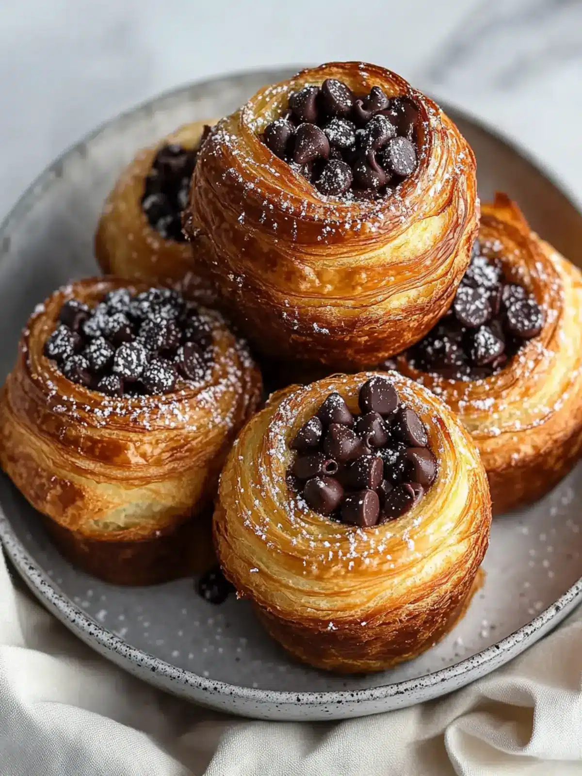 Irresistible Chocolate Chip Cruffins for Ultimate Breakfast Bliss 3 Chocolate Chip Cruffins (Croissant Muffins)