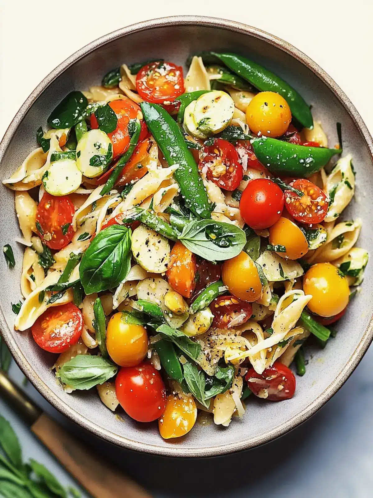 Brighten Your Day with Pasta Salad and Spring Vegetables 2 Pasta Salad with Spring Vegetables and Tomatoes