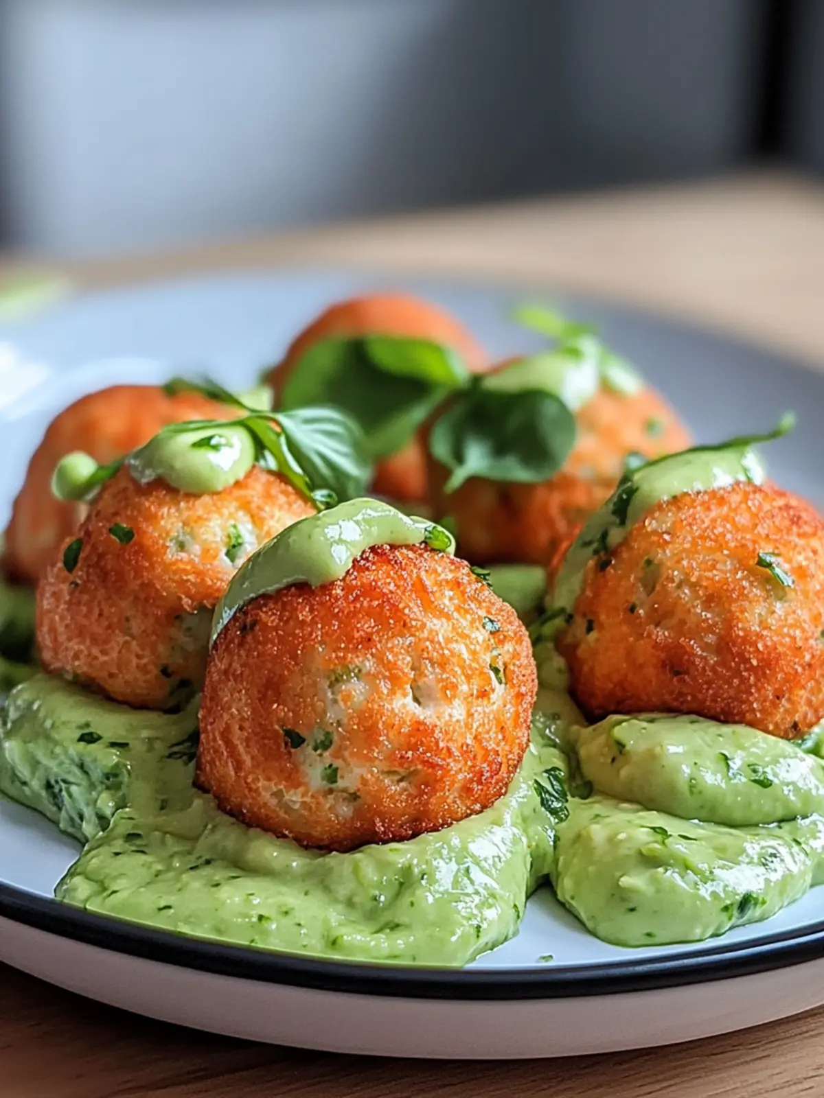 Savory Salmon Balls with Creamy Avocado Sauce Delight 3 Salmon Balls with Creamy Avocado Sauce