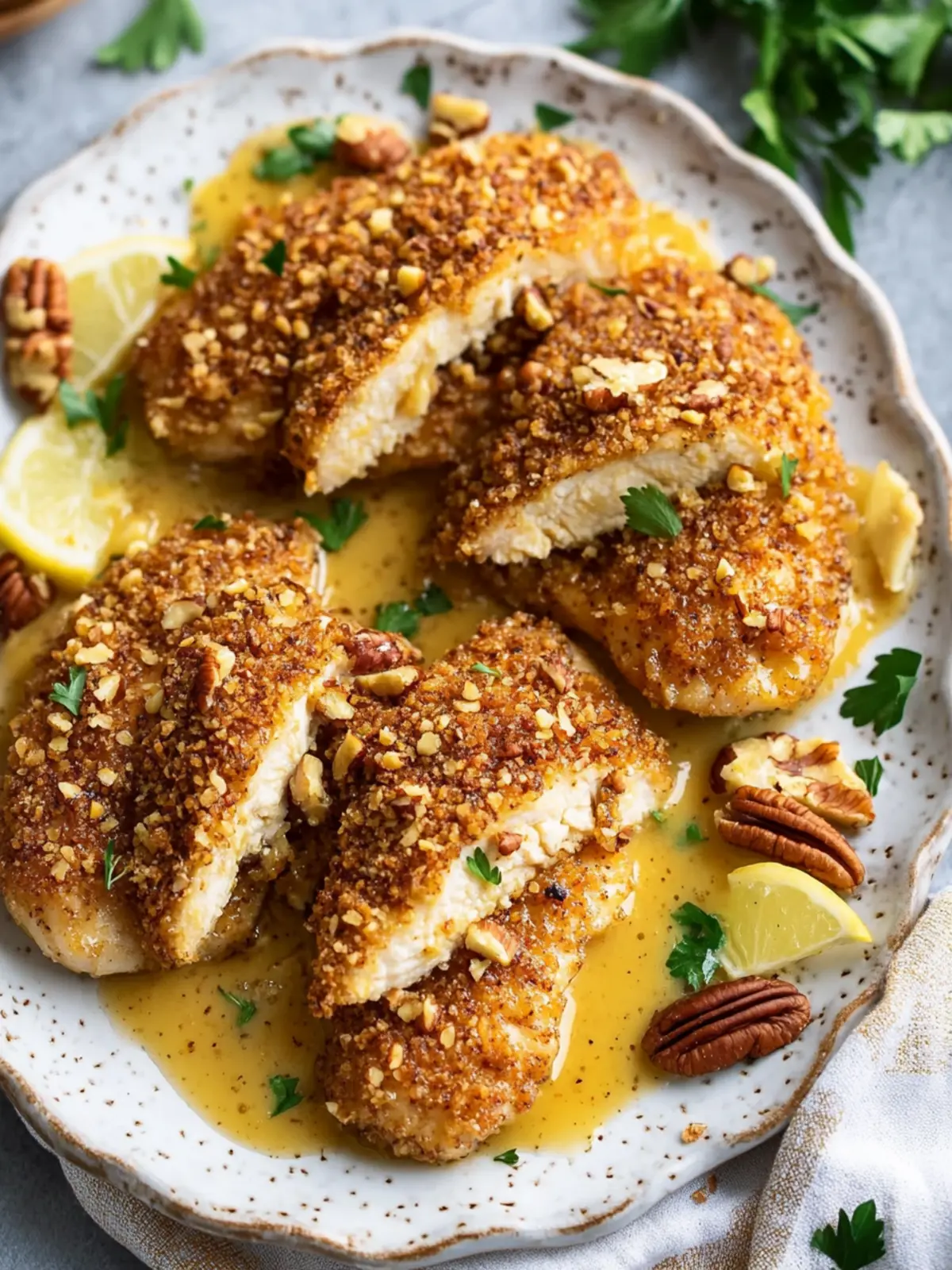 Crispy Honey Mustard Pecan-Crusted Chicken Bliss 3 Honey Mustard Pecan-Crusted Chicken
