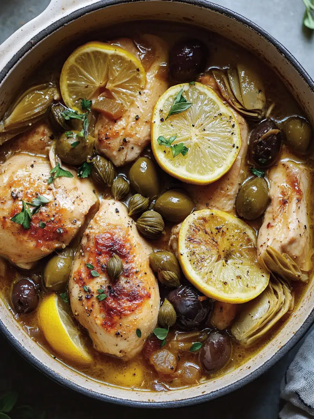 Crispy Chicken Stew with Lemon, Artichokes, and Olives Delight 2 Chicken Stew With Lemon, Artichokes, Capers, and Olives