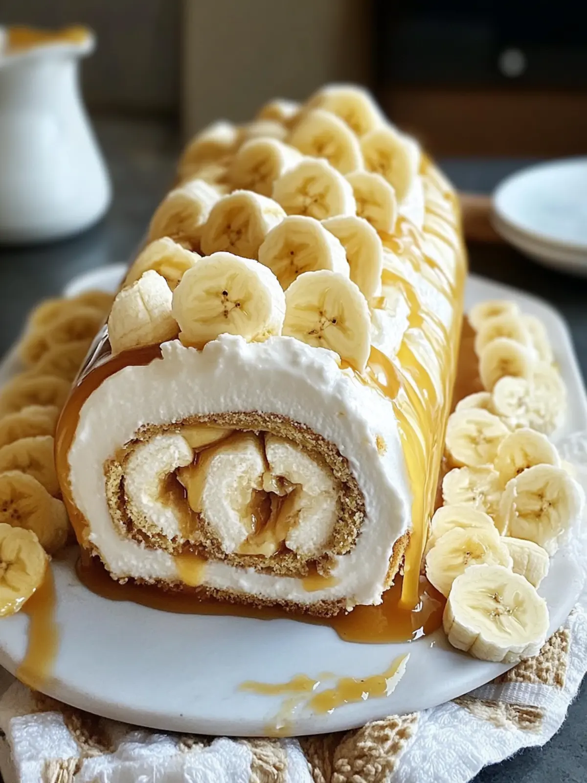 Banana Caramel Cream Roll Cake: A Sweet Slice of Happiness 3 Banana Caramel Cream Roll Cake