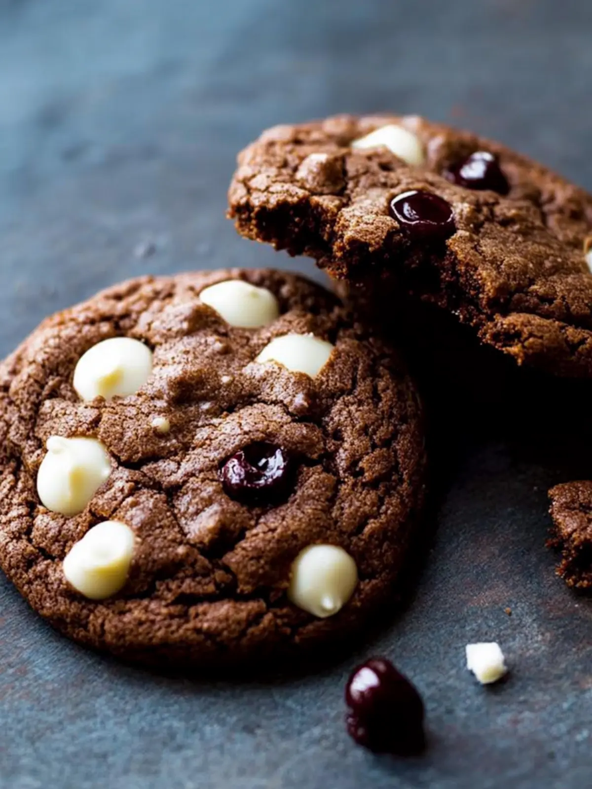 Fudgy Chocolate Cookies with White Chocolate and Cherries 4 Chocolate Cookies With White Chocolate and Cherries