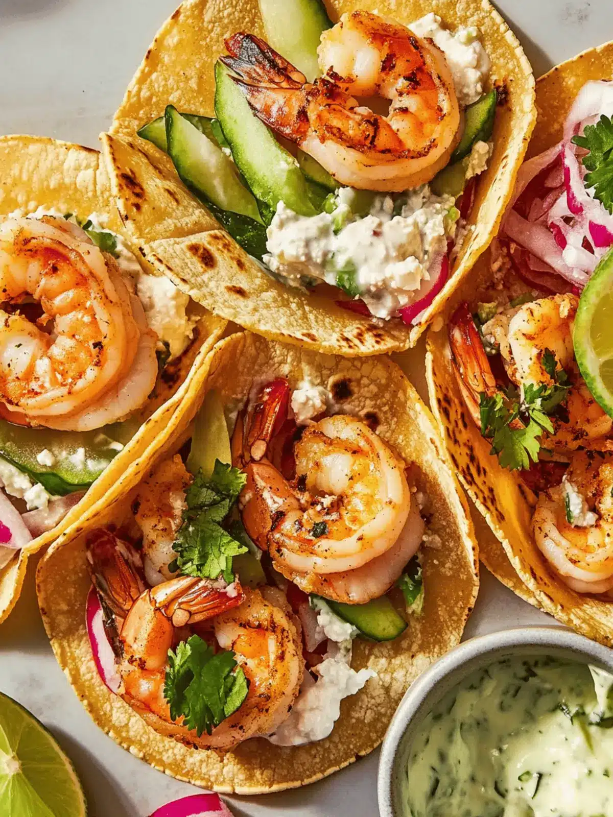 Flavor-Packed Shrimp Tacos with Creamy Jalapeño-Garlic Sauce 2 Shrimp Tacos