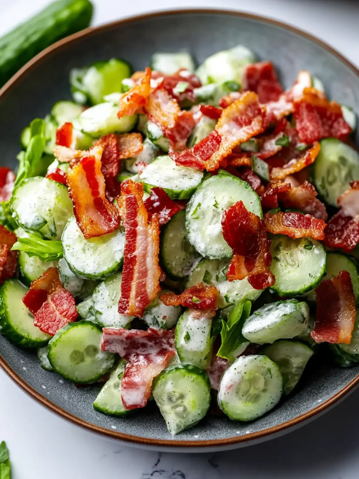 Crunchy Cucumber Salad with Bacon for the Perfect Summer Side 4 Crunchy Cucumber Salad with Bacon