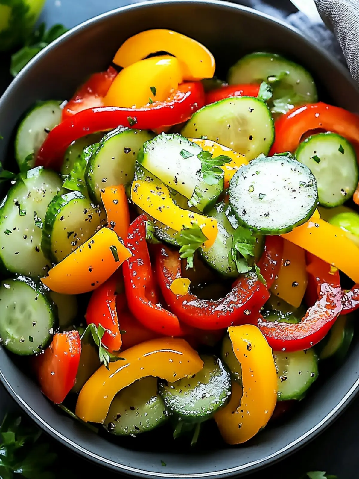 Cucumber Sweet Pepper Salad Crisp, Colorful, and Fresh Treat 4 Cucumber Sweet Pepper Salad Crunchy, Colorful, Fresh