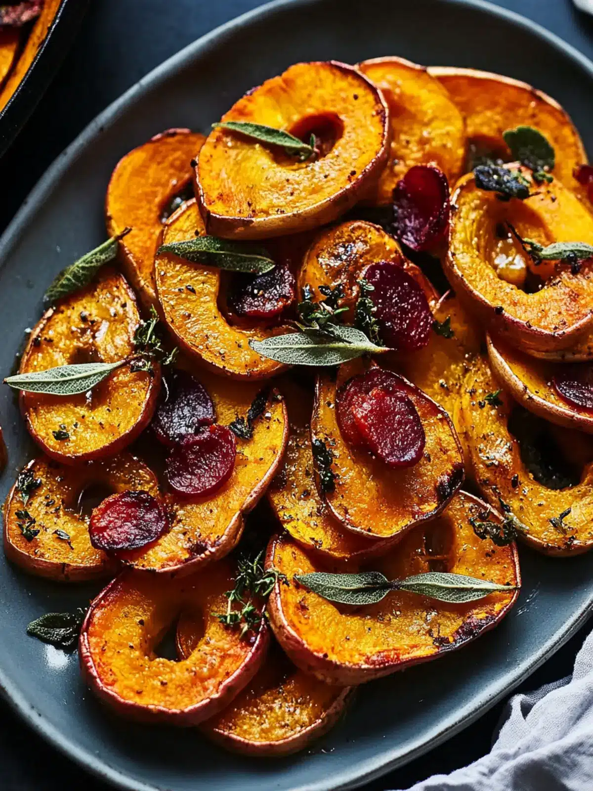 Roasted Sweet Potato and Delicata Squash with Tangy Cranberries 2 Roasted Sweet Potato and Delicata Squash