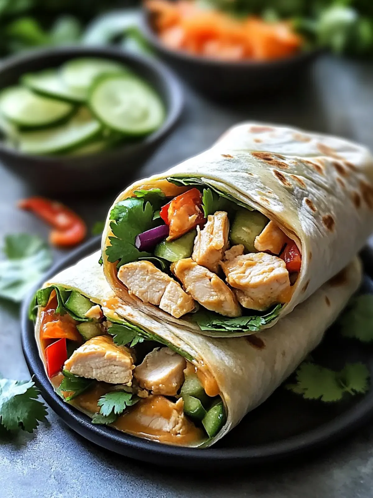 Delicious Thai Peanut Chicken Wraps Made for Easy Weeknights 3 Thai Peanut Chicken Wraps
