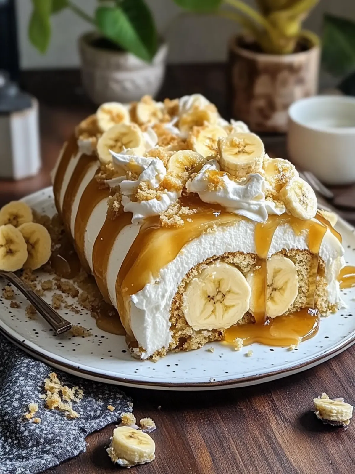Banana Caramel Cream Roll Cake: A Sweet Slice of Happiness 2 Banana Caramel Cream Roll Cake