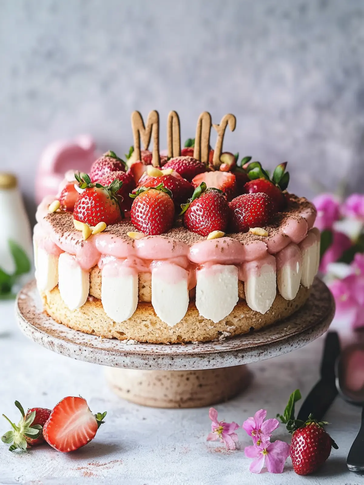 Strawberry Tiramisu Charlotte Without Gelatin for Mother's Day 4 Strawberry Tiramisu Charlotte | without gelatin- Dessert for mother's day