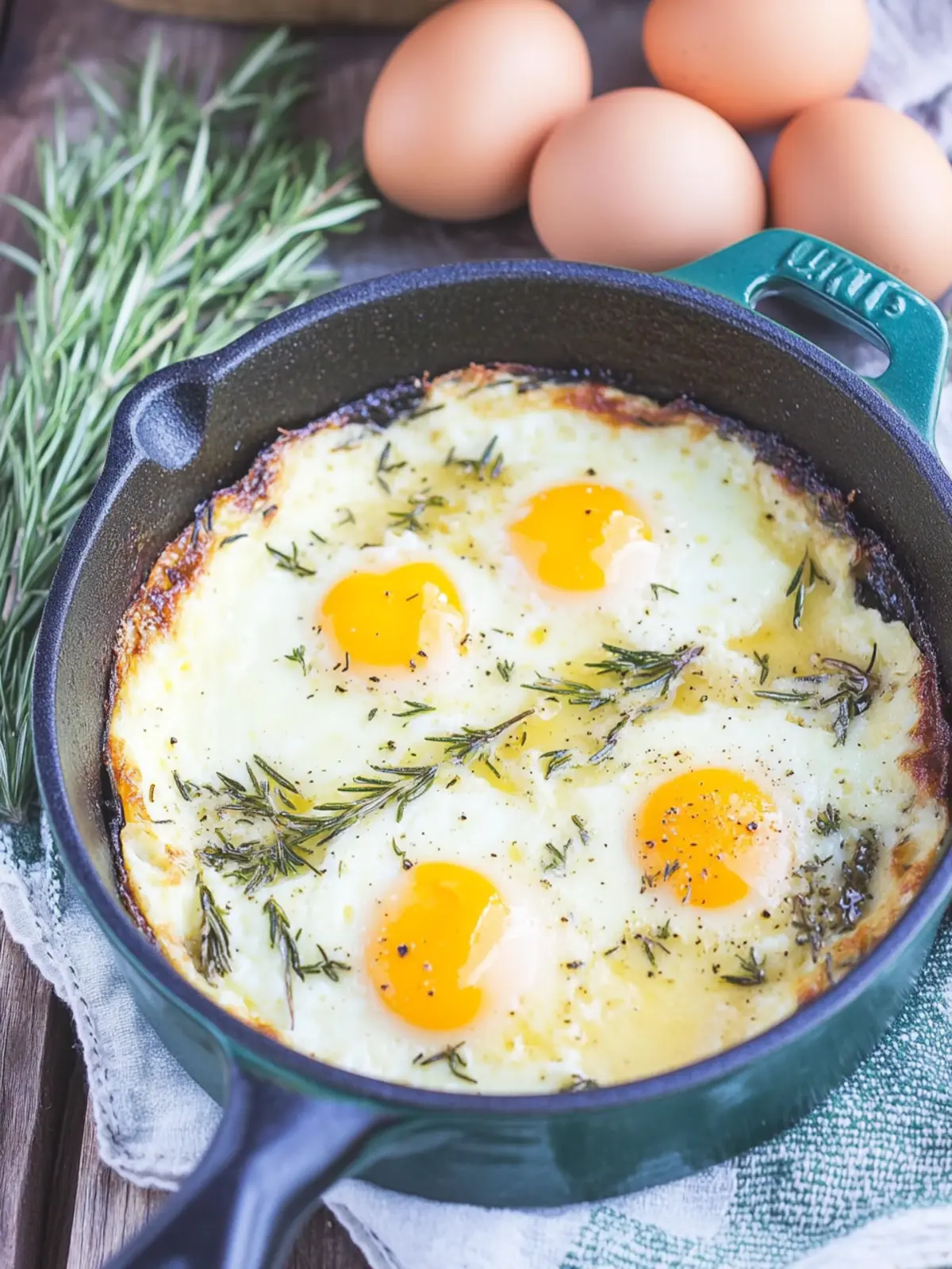 Baked Eggs with Rosemary and Thyme: An Easy, Savory Delight 2 Baked Eggs with Rosemary and Thyme