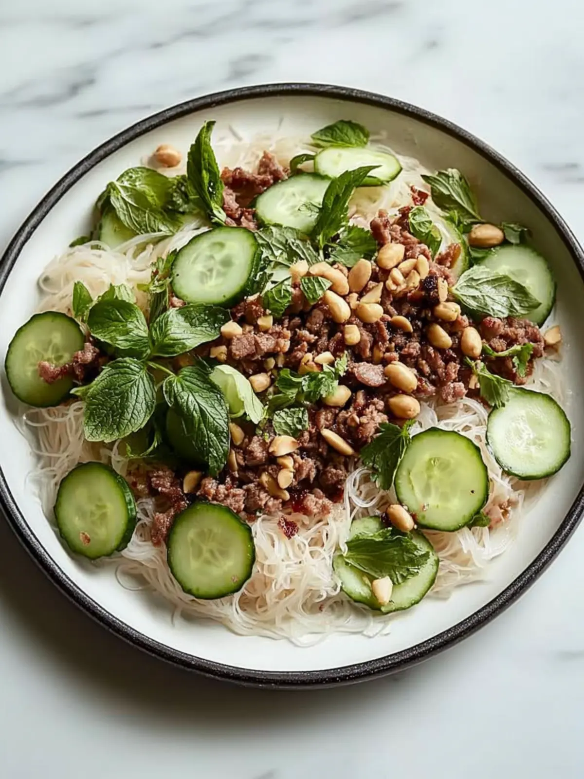Cold Pork Rice Noodles with Cucumber and Peanuts for Fresh Flavor 3 Cold Pork Rice Noodles With Cucumber and Peanuts