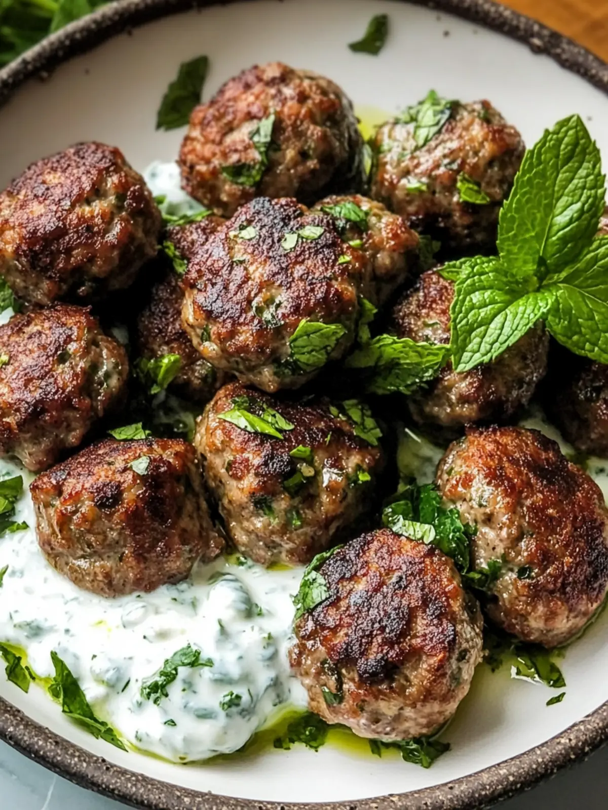 Elevate Dinner with Lebanese Kofta Meatballs and Mint Yogurt Sauce 4 Lebanese Kofta Meatballs with Mint Yogurt Sauce