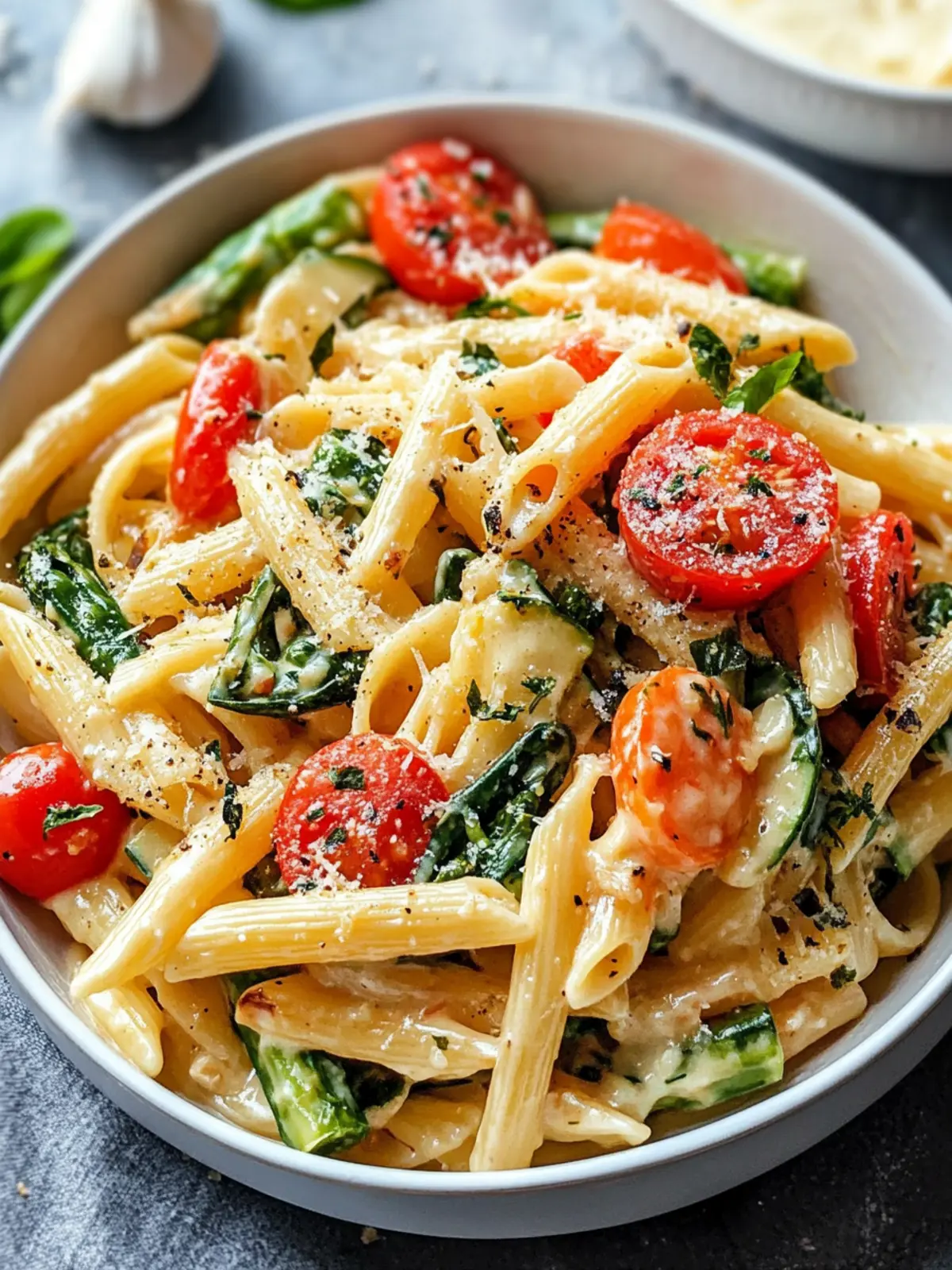 Vegan Pasta Primavera with Creamy Garlic Cashew Sauce Bliss 2 Vegan Pasta Primavera with Creamy Garlic Cashew Sauce