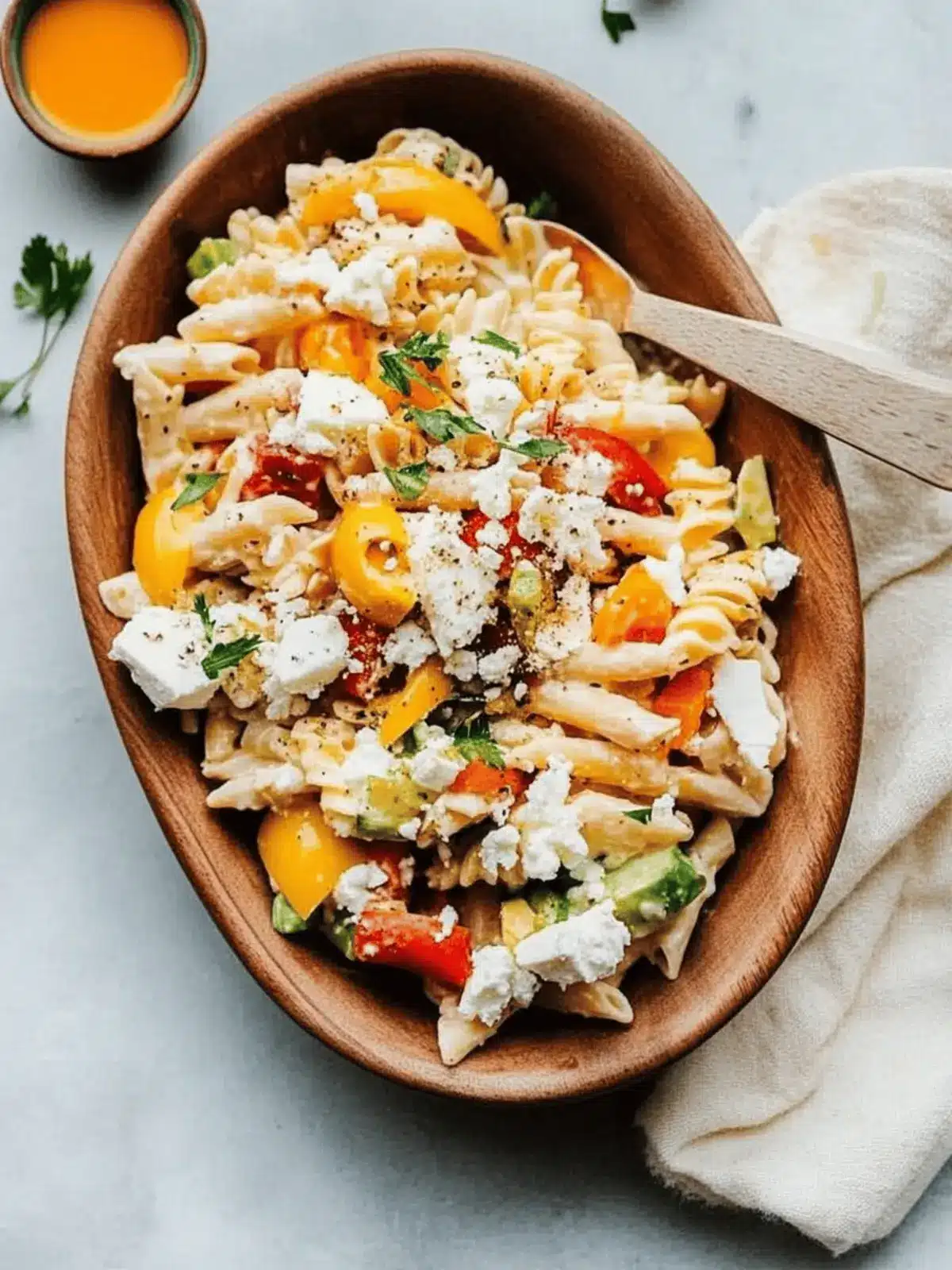 Savor Healthy Greek Pasta Salad with Creamy Feta Dressing 2 Healthy Greek Pasta Salad with Creamy Feta Dressing