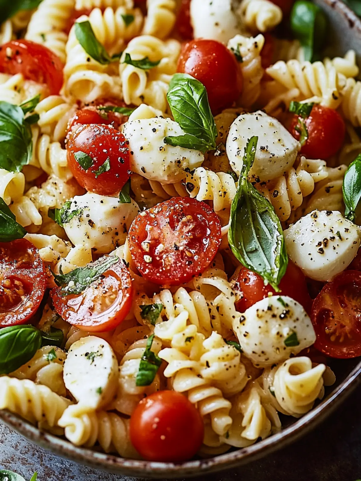Light and Creamy Caprese Pasta Salad for Easy Summer Nights 3 Creamy Caprese Pasta Salad