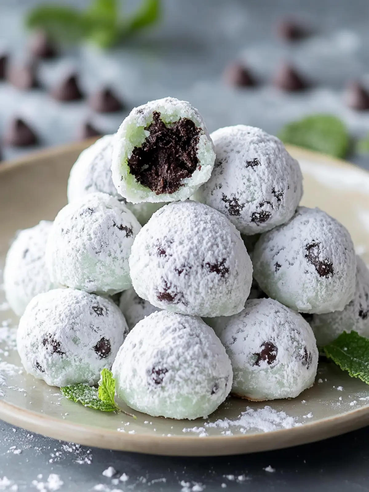 Melt-in-Your-Mouth Mint Chocolate Chip Snowball Cookies 4 Mint Chocolate Chip Snowball Cookies