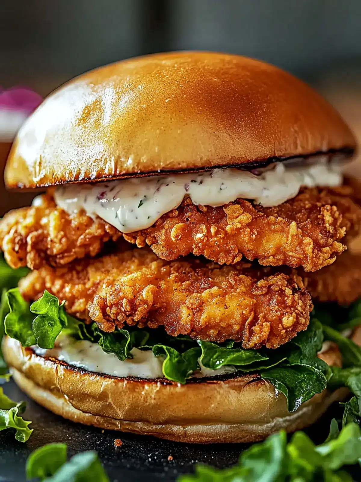 Cajun Crispy Chicken Sandwich with Garlic Aioli Bliss 4 Cajun Crispy Chicken Sandwich with Garlic Aioli