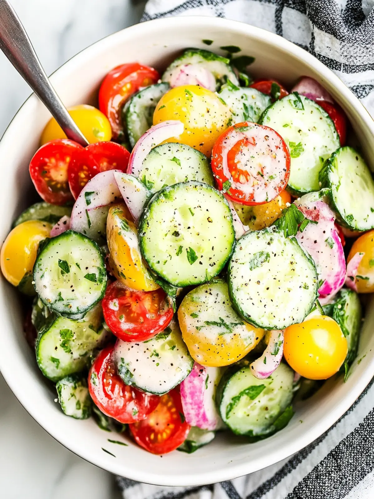 Refreshing Cucumber Tomato Salad with Two Delicious Dressings 3 Cucumber Tomato Salad