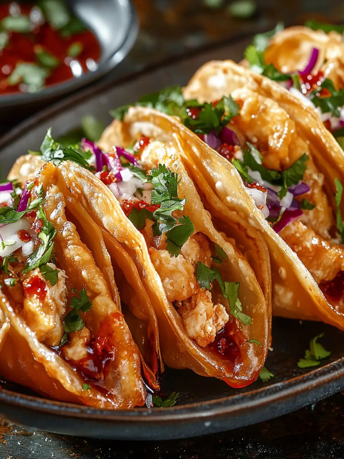 Crispy Chicken Wonton Tacos: Quick, Crunchy Flavor Awaits! 2 Crispy Chicken Wonton Tacos: Quick, Crunchy Flavor Awaits